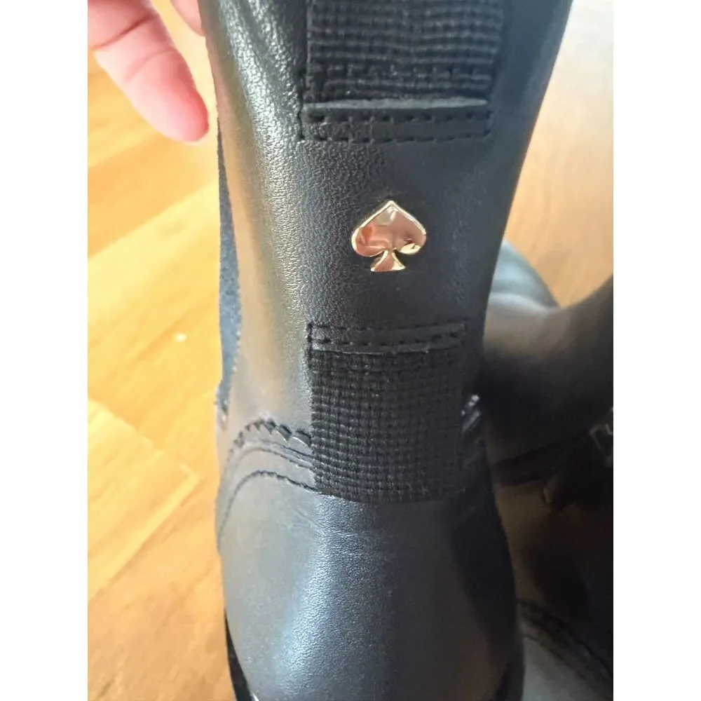 Kate Spade Estelle Lug Sole Chelsea Boot – Black Leather – Size 8B – NWOB